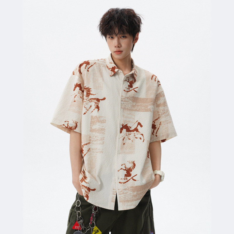 Acu Men's Clothing | Bubble Grid Personalized All-Over Printed Short-Sleeved Shirt for Men, Summer Casual Loose Beach Floral Shirt Acu Men's Clothing | Bubble Grid Personalized All-Over Printed Short-Sleeved Shirt for Men, Summer Casual Loose Beach Floral Shirt