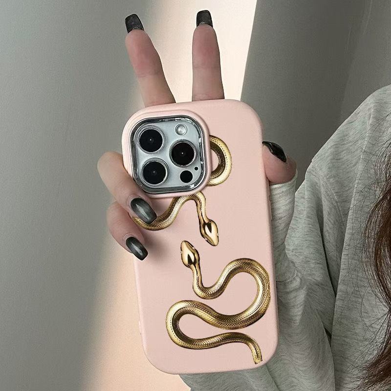 Serpiente dorada personalizada para Apple 16pro funda para teléfono móvil nuevo 15promax galvanoplastia 14/13/12 anti-caída 11x