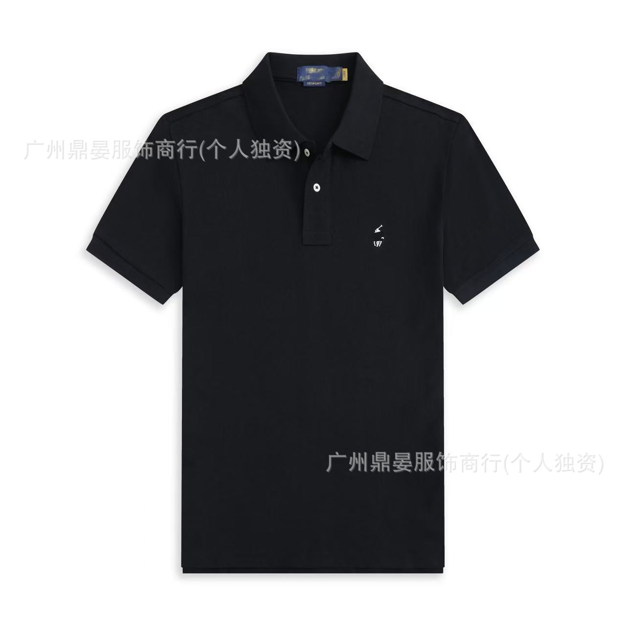 Cross-Border High-Quality Rl Pony Logo Embroidered Summer Men's Short-Sleeved Polo Shirt Pure Cotton Lapel Large Size Loose T-Shirt