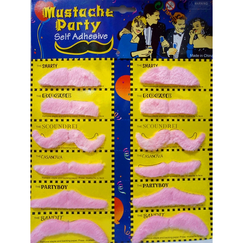 Self-Adhesive Fake Beard Set, 12-Card Plush Fiber, Halloween & Party Costume Accessories