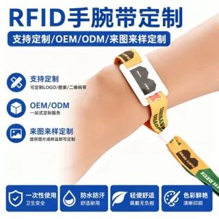 rfid织唛手腕带定制智能感应NFC芯片二维码弹窗门禁RFID手环定制