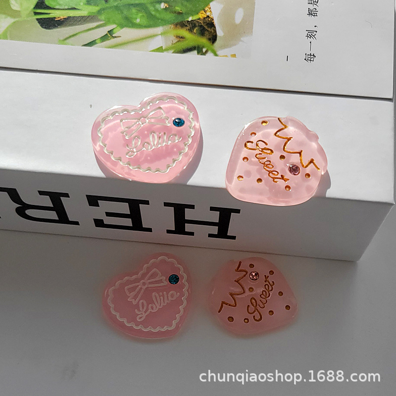 粉色少女系列樹脂配件DIY飾品發夾兒童玩具水杯貼裝飾手工材料貼