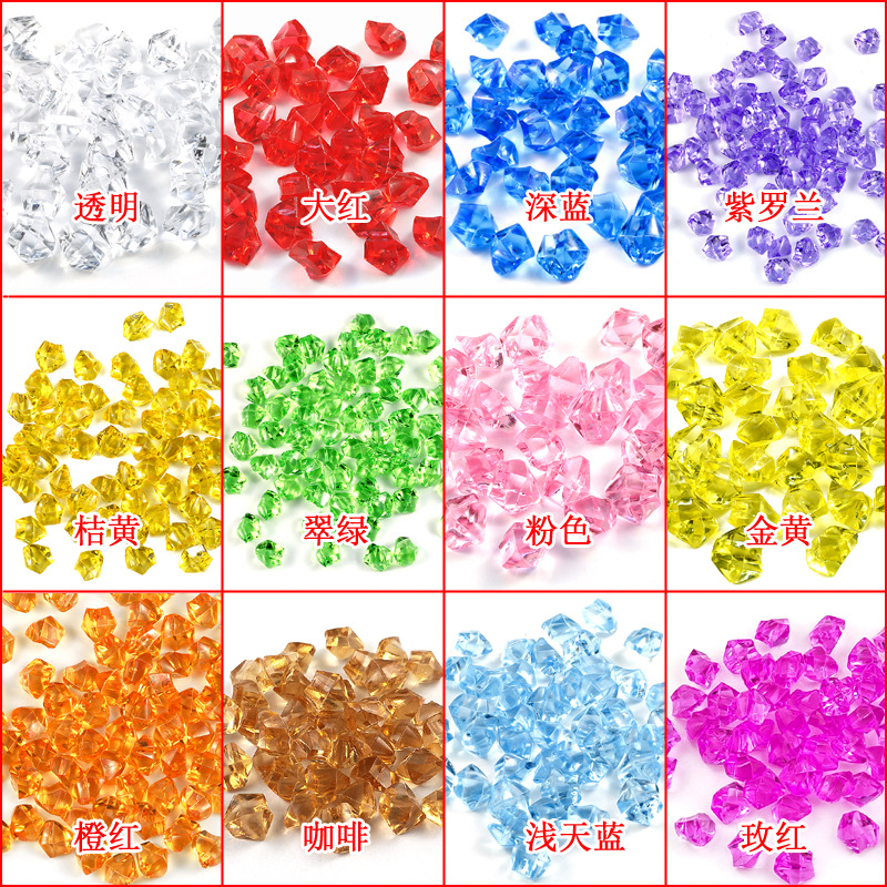 Pequeño cubo de hielo 6x9mm de simulación transparente acrílico color cristal piedra congelada rápida fragmentos de plástico falso cubo de hielo
