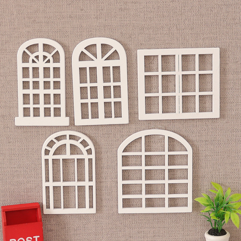 Miniature simulation creative wooden hollow window model simple European-style home decorations diy mini small ornaments