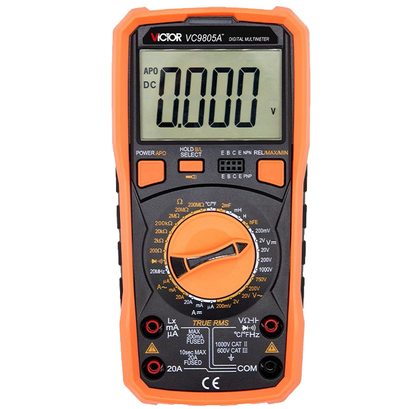 胜利仪器VC9805A+万用表数字真有效值防烧万能表温度测量3 1/2