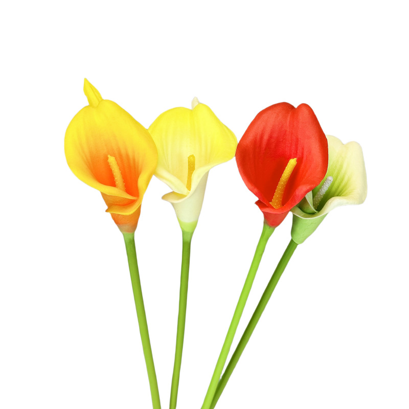 Flor artificial pu mini Calla Lily boda fotografía decoración del hogar mano-sensación flor falsa flor transfronteriza fábrica al por mayor