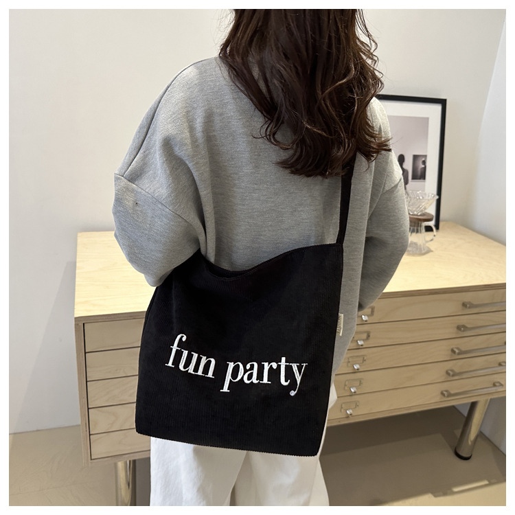 Simple hand-held corduroy large-capacity daily casual work single-shoulder bag, niche tote bag, fashionable canvas bag undefined
