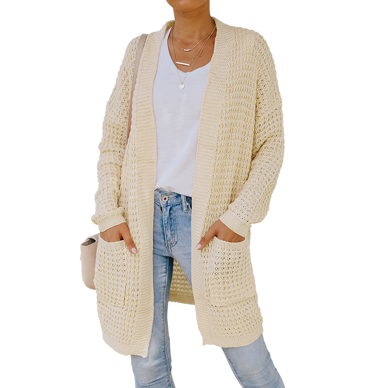 women s mid-length loose long-sleeved knitted jacket nihaostyles clothing wholesale NSSA71916