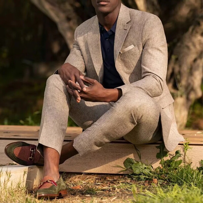 Aliexpress Foreign Trade Men's Linen Suit Summer New Style High-End Retro Suit Set Elegant Gentleman's Formal Wear Aliexpress Foreign Trade Men's Linen Suit Summer New Style High-End Retro Suit Set Elegant Gentleman's Formal Wear