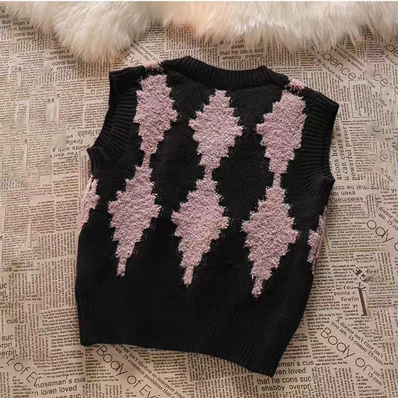 Corea del Sur Dongdaemun cuello chaleco suelto mujer primavera y otoño nuevo diseño suéter chaleco de punto image 6