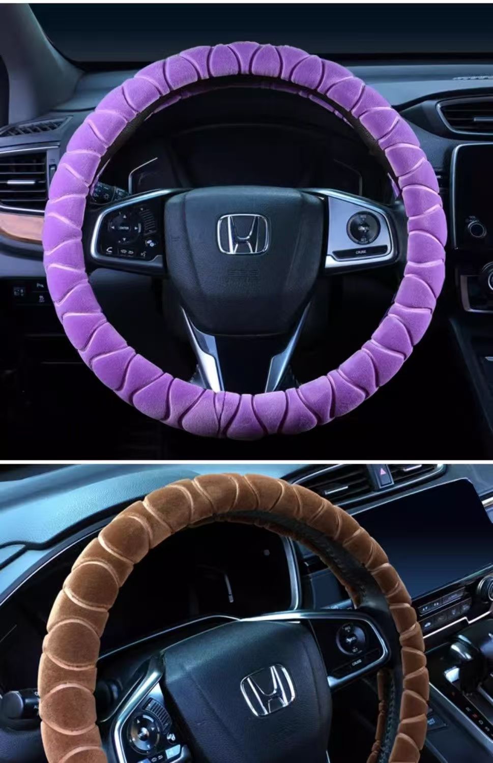Car Steering Wheel Cover Plush Handlebar Cover Long and Short Plush Autumn and Winter Three-Piece Set Unisex Warm and Non-Slip