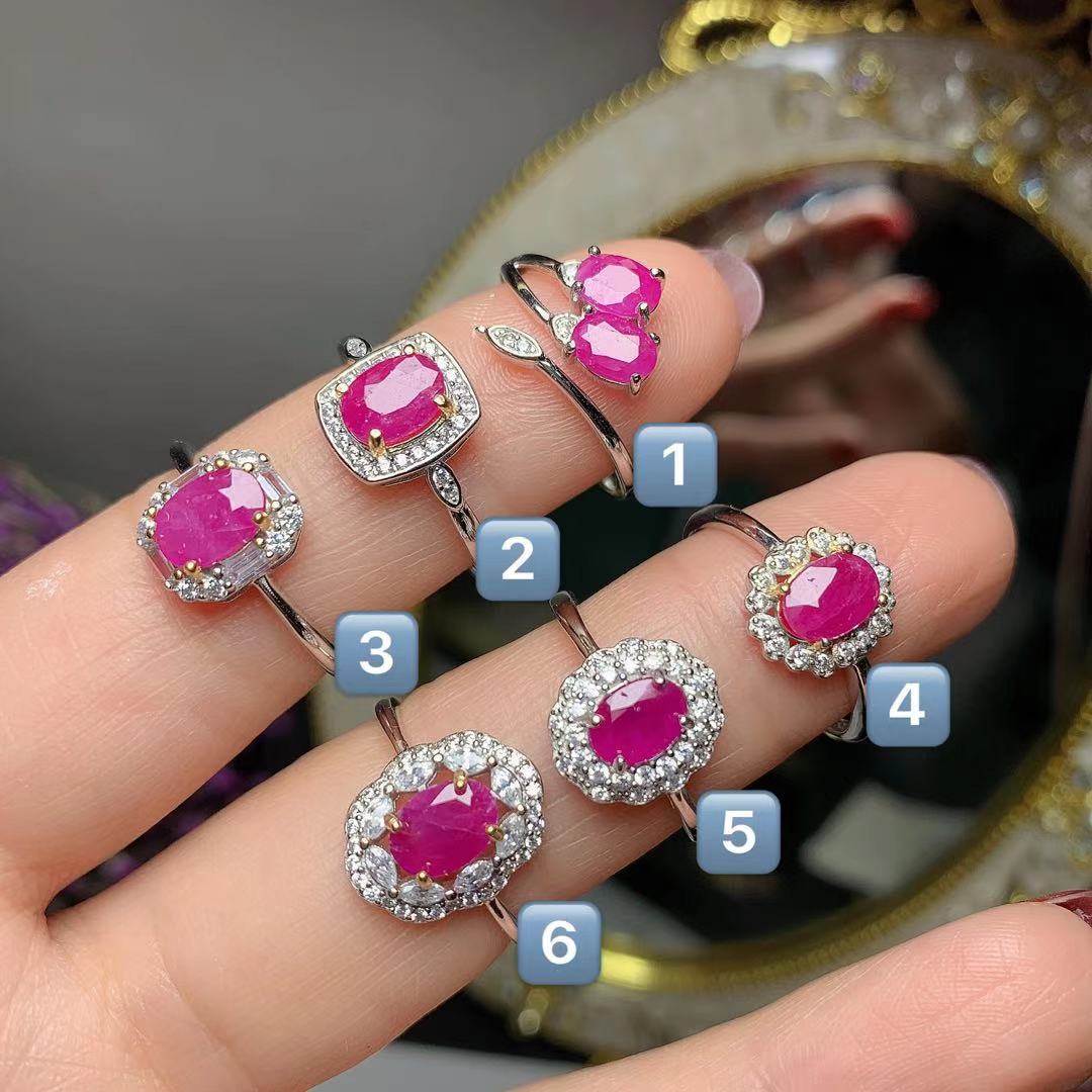 Natural Myanmar ruby ring 925 silver inlaid fashion personality luxury design engagement ring a generation of hair