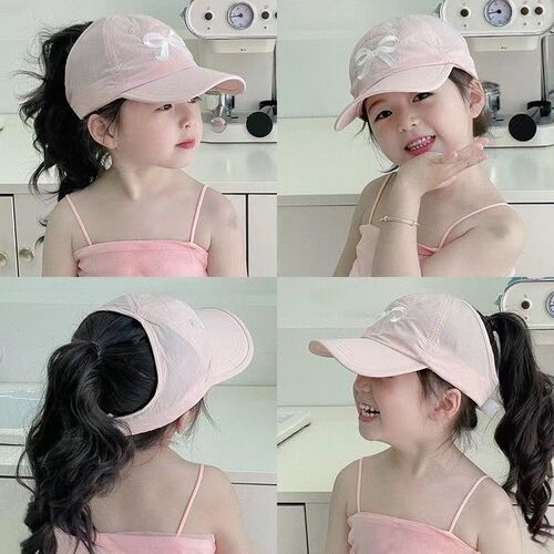 Children's Summer Hat Thin Quick-Drying Duckbill Hat Half-Top with Hair Tie for Sun Protection Baby Baseball Cap