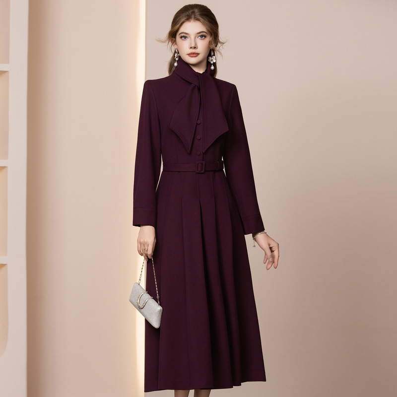 Zhili's Super Stylish Spring Dress 2026 New Model with Scarf, Slim Fit, Thickened Long Woolen Coat Dress Zhili's Super Stylish Spring Dress 2026 New Model with Scarf, Slim Fit, Thickened Long Woolen Coat Dress