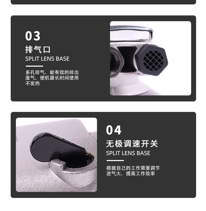 Taiwan Rima 5inch Pneumatic Grinder Small Air Grinder Pneumatic Polishing Waxing Dry Grinding Head Sandpaper Grinding Wholesale