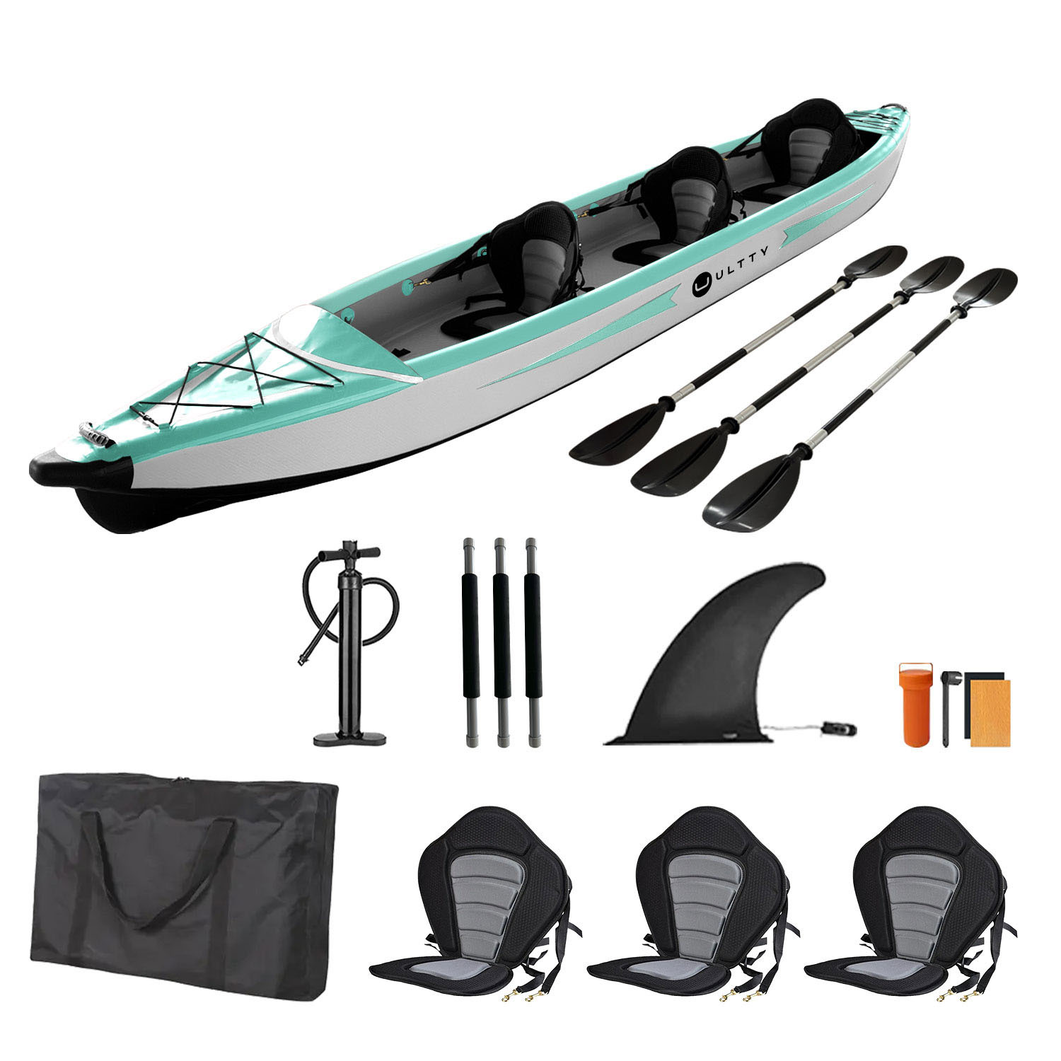 Oem Custom 2 Person Foldable Canoe Inflatable Boat Multifunctional Fishing Kayak