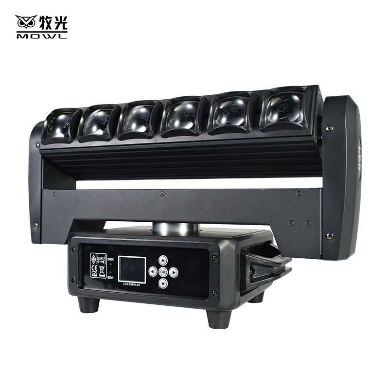 6 40W hoja de doble cara LED Barra de luz estroboscópica faro colorido giratorio sacudiendo la cabeza haz de luz de la etapa