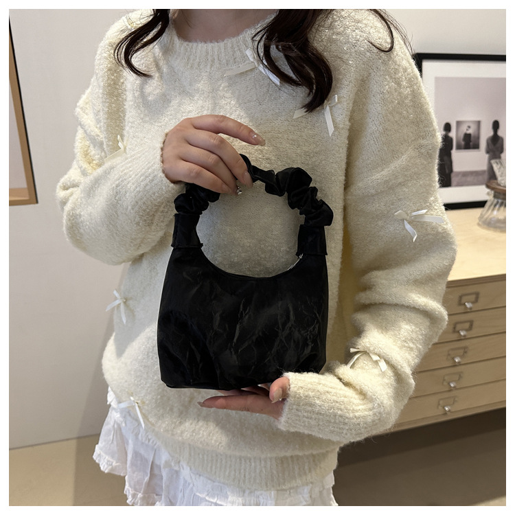 2024 Autumn/Winter ins solid-color stylish handbag with underarm pleats, a gentle Korean-style single-shoulder bag for women undefined