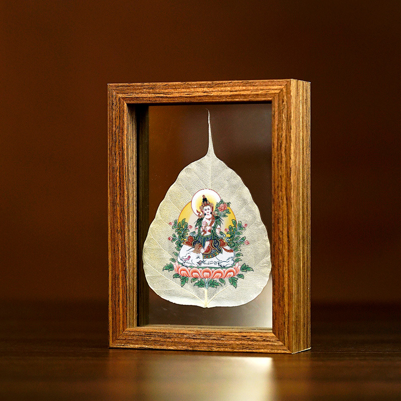 La Tabla pintada madera de la decoración de la hoja de Bodhi Zodiaco Dios amarillo del espécimen de la hoja de la riqueza puede ser cuadro fijo alta tabla transparente de la decoración de cristal