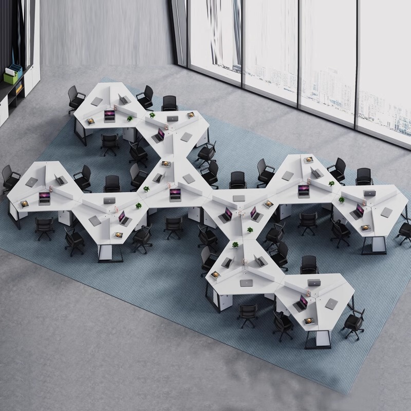 思米异形3/6人位办公桌创意职员桌椅组合屏风办公工位员工桌卡位|undefined