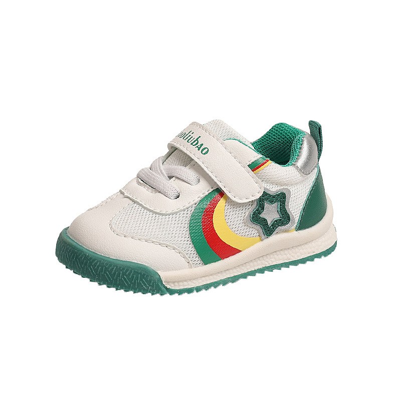 2024 otoño nuevo estilo niño zapatos blancos punta redonda malla fondo suave velcro antideslizante moda niñas zapatillas casuales