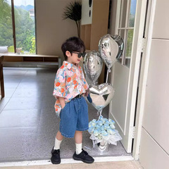 Summer Children Floral Shirt, Loose Vintage Casual Top, Thin Design Fashionable Minority