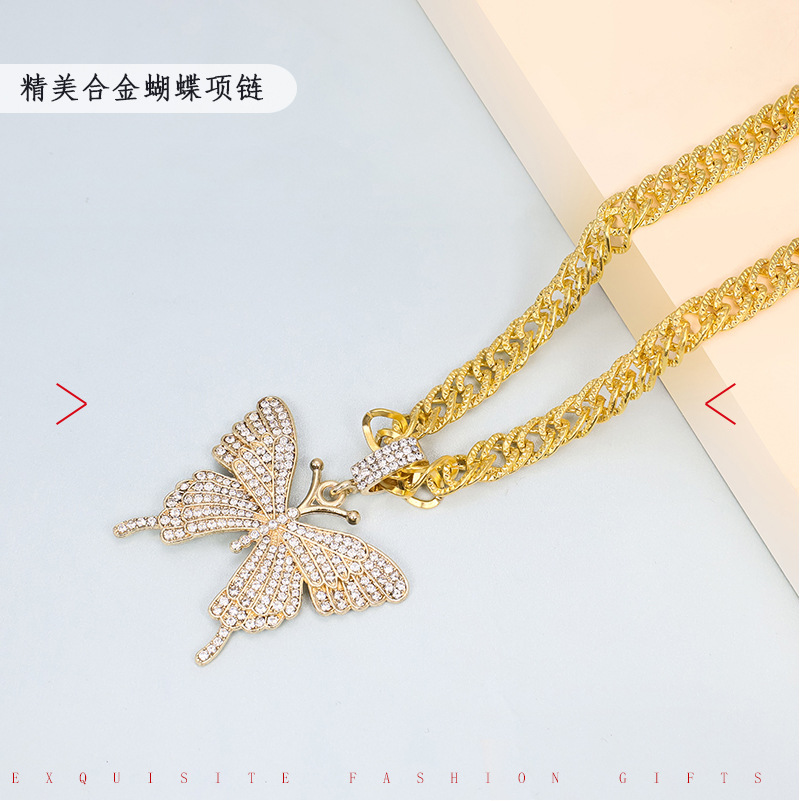 Fashion Alloy Diamond Butterfly Necklace display picture 1