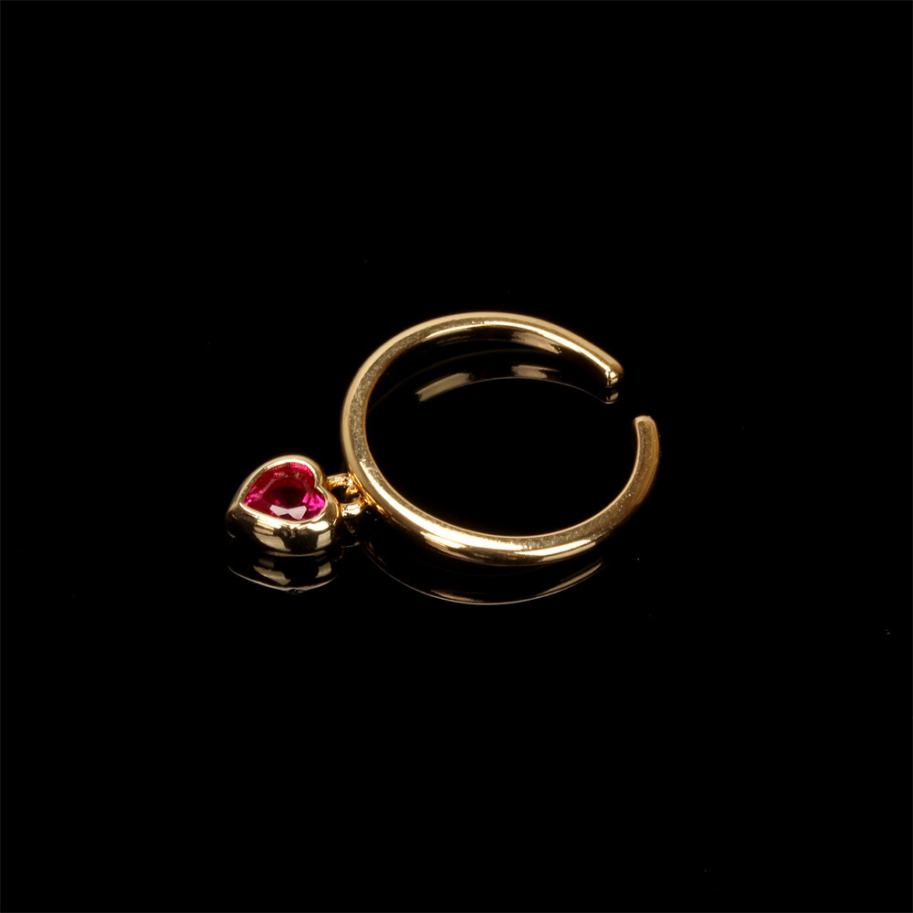 Micro Heart-shaped Zircon Ring Female Fashion Design Ins Index Finger Ring Simple Gold Plated Copper Ring Open Ring Wholesale display picture 1