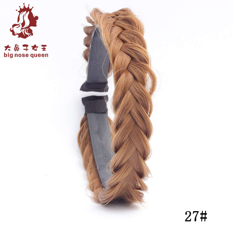 Internet celebridad moda Fishbone trenza desordenada peluca natural mujer trenzada Twist trenza diadema dentada antideslizante pelo presionando diadema