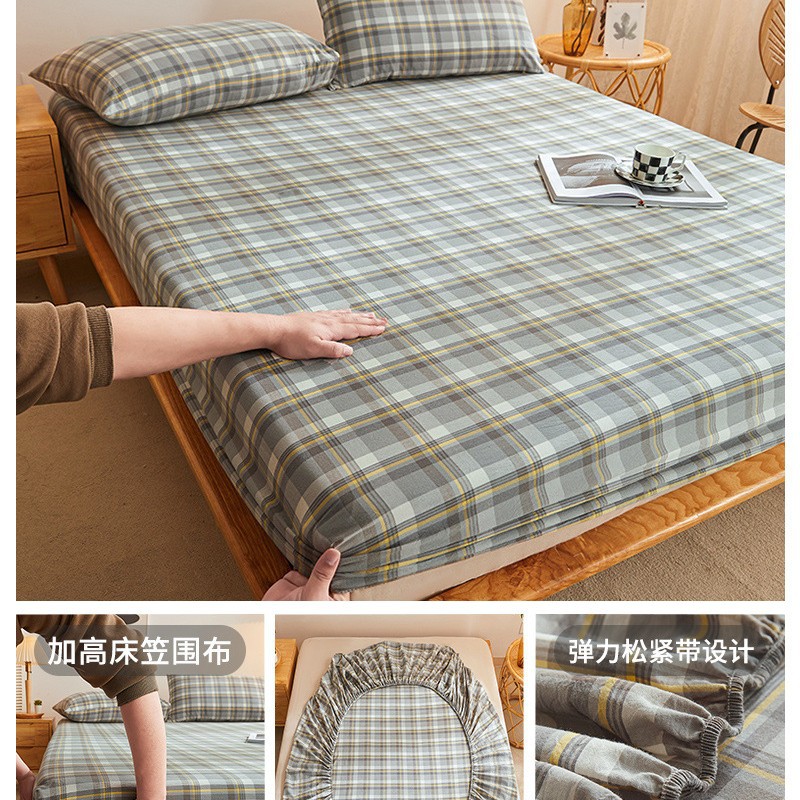 Nuevo estilo 2025 nuevo estilo sábana de algodón de una pieza cubierta protectora de colchón cubierta de cama juego de tres piezas de algodón lavado cuatro estaciones universal