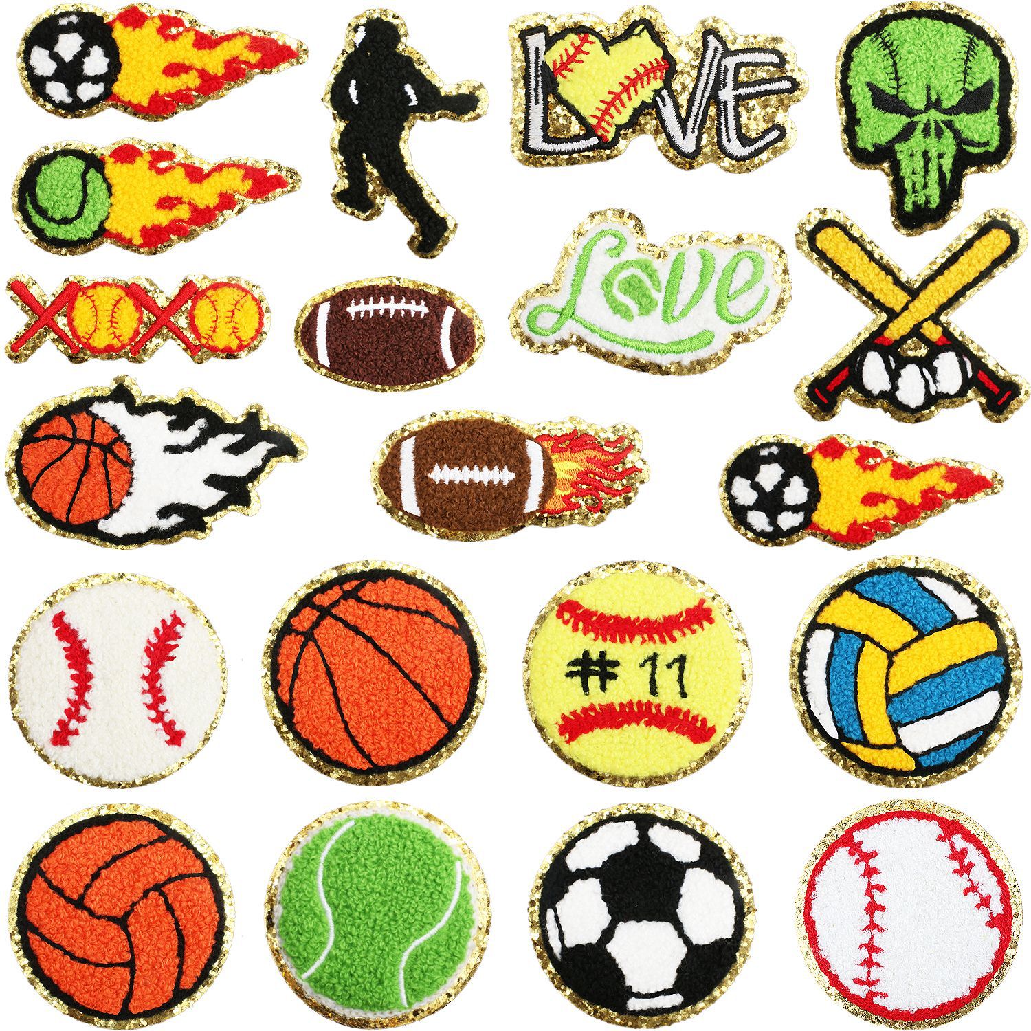 Volleyball Towel Embroidered Patch Cartoon Rugby Football Embroidered Cloth Patch Greta Baseball Chenille Embroidered Label