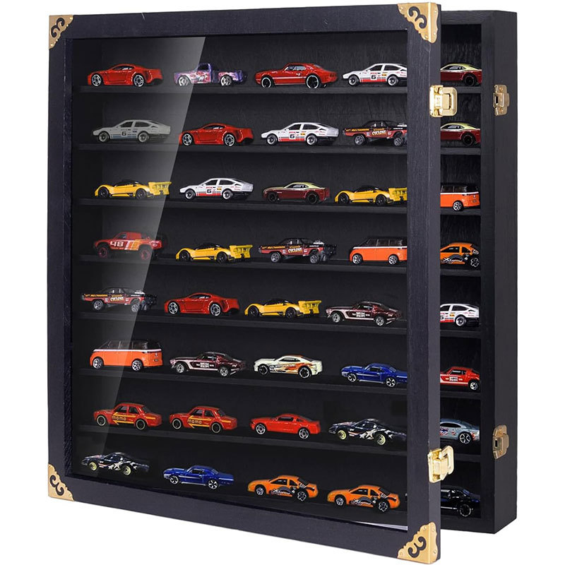 Wooden Toy Car Display Rack Wall-Mounted Transparent Acrylic Car Model Storage Cabinet Multi-Layer Detachable Cross-Border