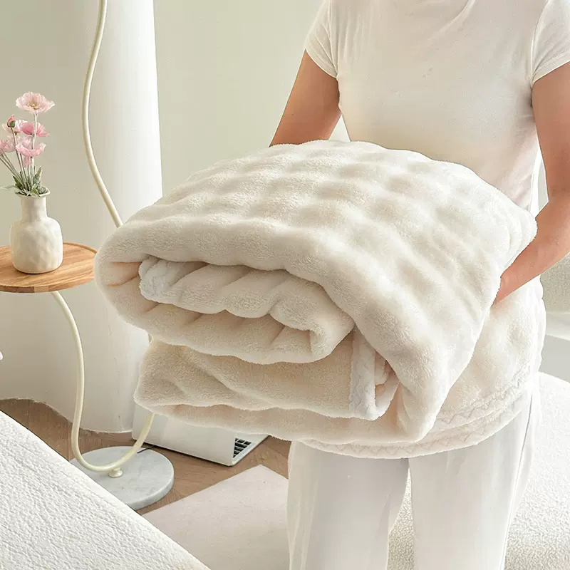 加厚毯子冬季办公室盖毯沙发兔兔绒被子珊瑚绒午睡毯四季通用毛毯