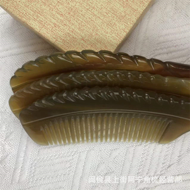 Natural Horn Comb Handle Massage Comb 20cm Smooth Round Teeth Scalp and Body Gua Sha Tool quality and texture