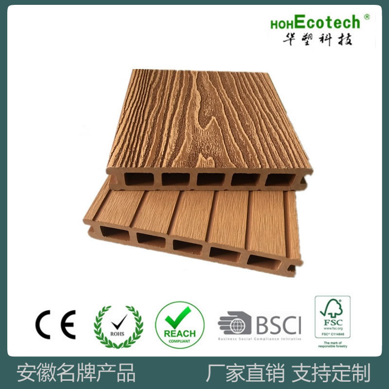 Piso de plástico de madera al aire libre patio terraza decoración tablero de madera balcón tablero de madera de plástico anticorrosión en relieve profundo impermeable 148*24