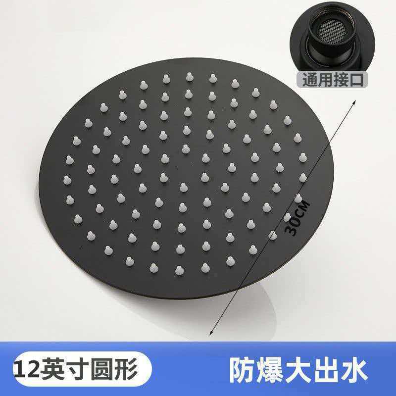 12-inch Black Round Stainless Steel Top Spray (600g)