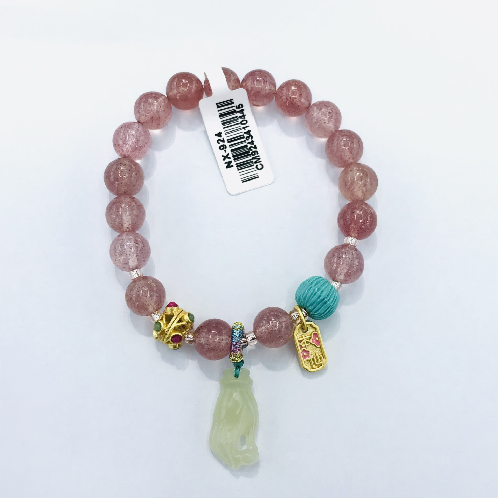 能量水晶手链项链天然草莓晶手链原创设计招桃花粉水晶转运粉晶桃花运手串 Fhsjp