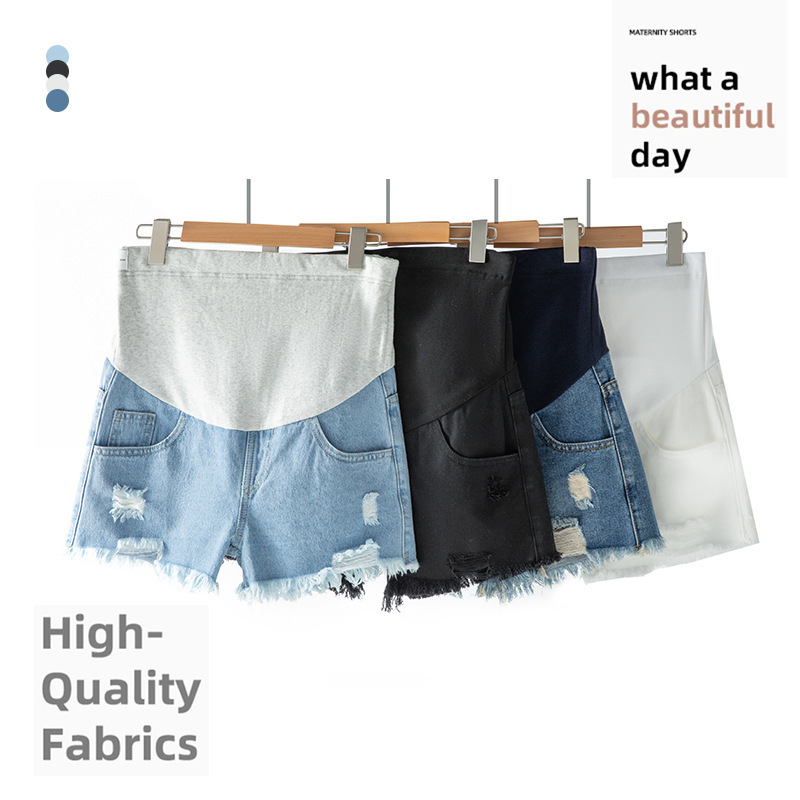 Pregnant Women's Shorts Summer Outwear Low Waist Denim Shorts Pregnant Women's Summer New Spring Loose Pregnant Women's Pants 0268