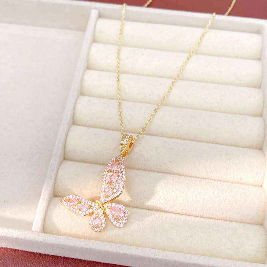 Collar de mariposa de piedra púrpura ligero de lujo nicho cadena de clavícula de alta calidad temperamento de moda conjunto de joyería versátil