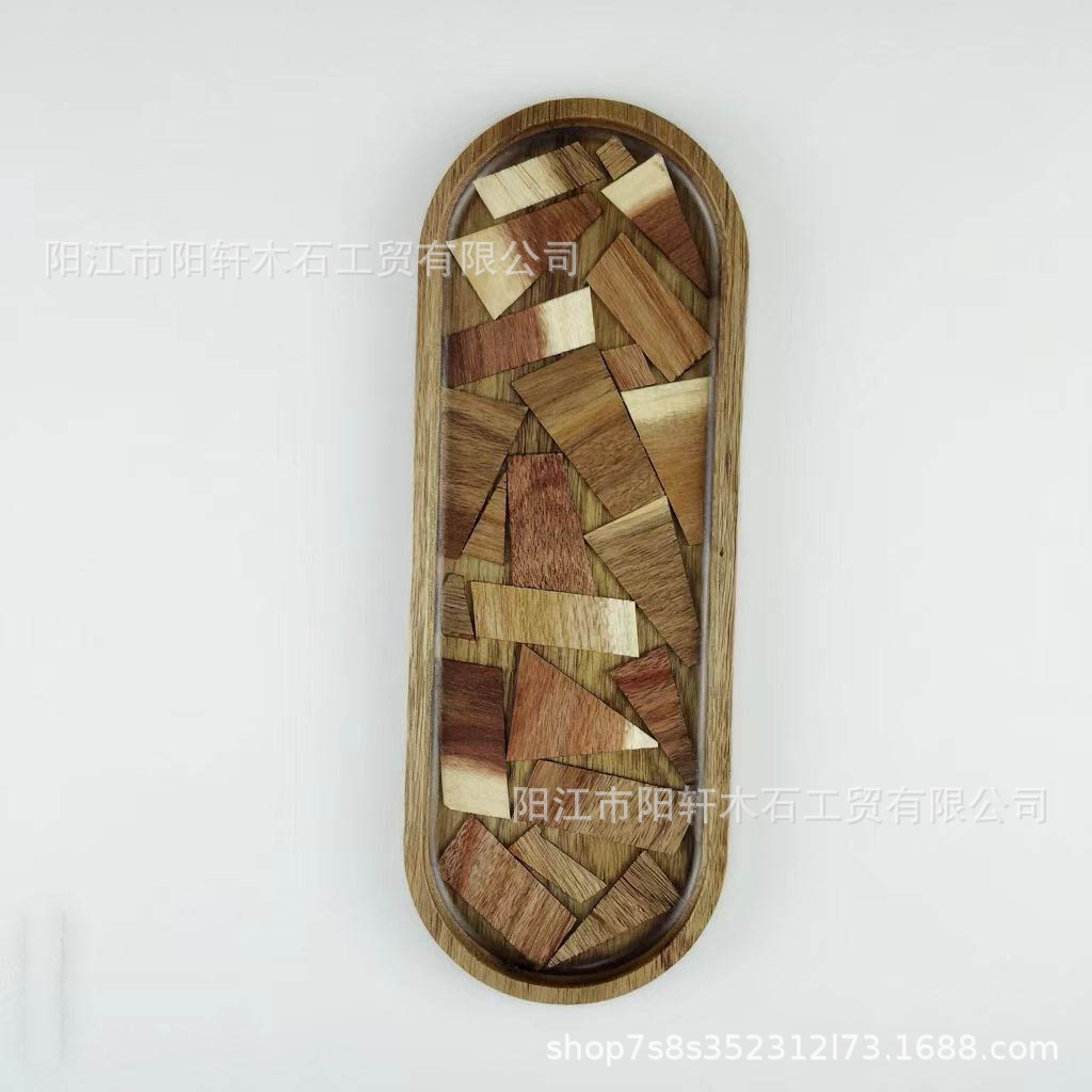 Paleta de alimentos de madera de acacia japonesa, bandeja de té europea irregular, bandeja de pan de madera, bandeja de frutas