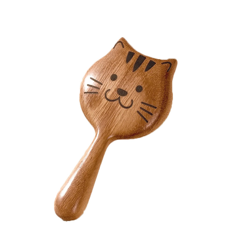 猫檀木マッサージ櫛頭経絡櫛頭皮創意アニメ猫丸みを帯びています。|undefined