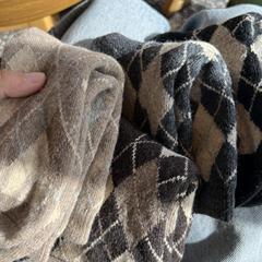 加厚羊毛襪子女ins潮秋冬季韓版日系菱形格毛絨中筒襪堆堆襪保暖