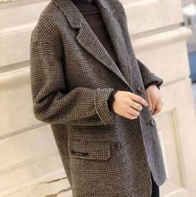 冬装夹棉加厚双面羊绒大衣小个子英伦格子西装呢外套女秋冬2025