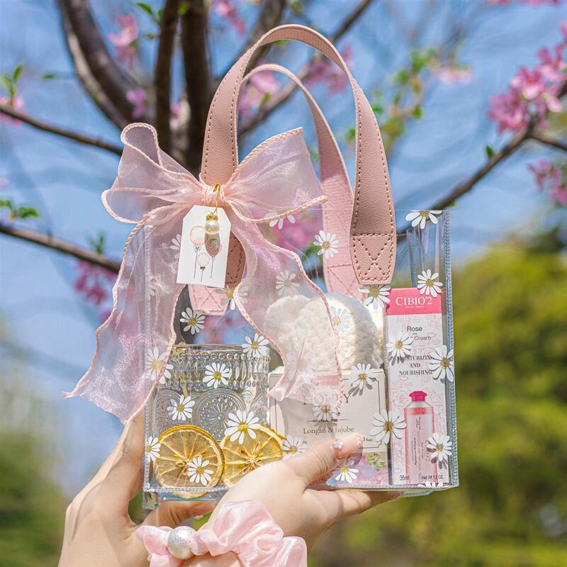 结婚透明手提袋pvc网红INS风小雏菊伴手礼物袋子六一儿童节礼品袋