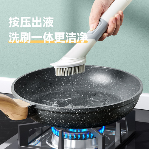 New pot-brushing artifact kitchen household dishwashing brush sponge brush lazy liquid-added press-type cleaning brush pot-washing brush