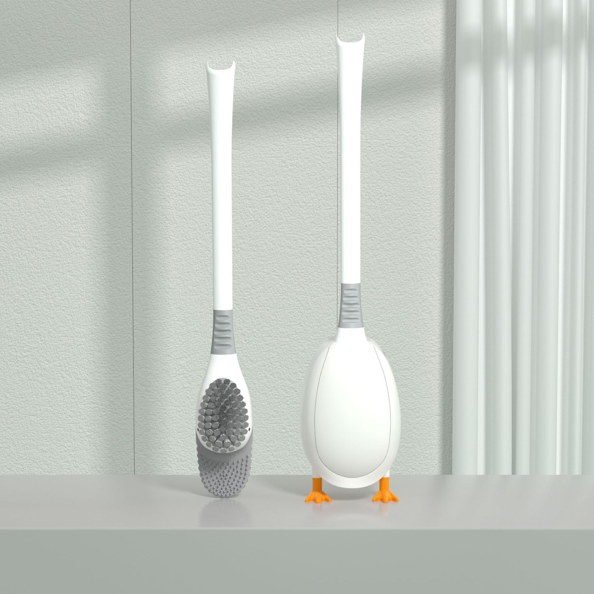 Diving Duck Toilet Brush No Dead Angle Long Handle Soft Hair Toilet Brush Wall-mounted Floor-standing Cleaning Brush Bathroom Cleaning Set