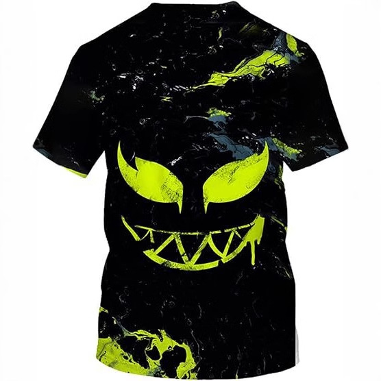 2024 moda 3D impresión digital spot hombres verano calle personalidad suelta manga corta transpirable cuello redondo camiseta