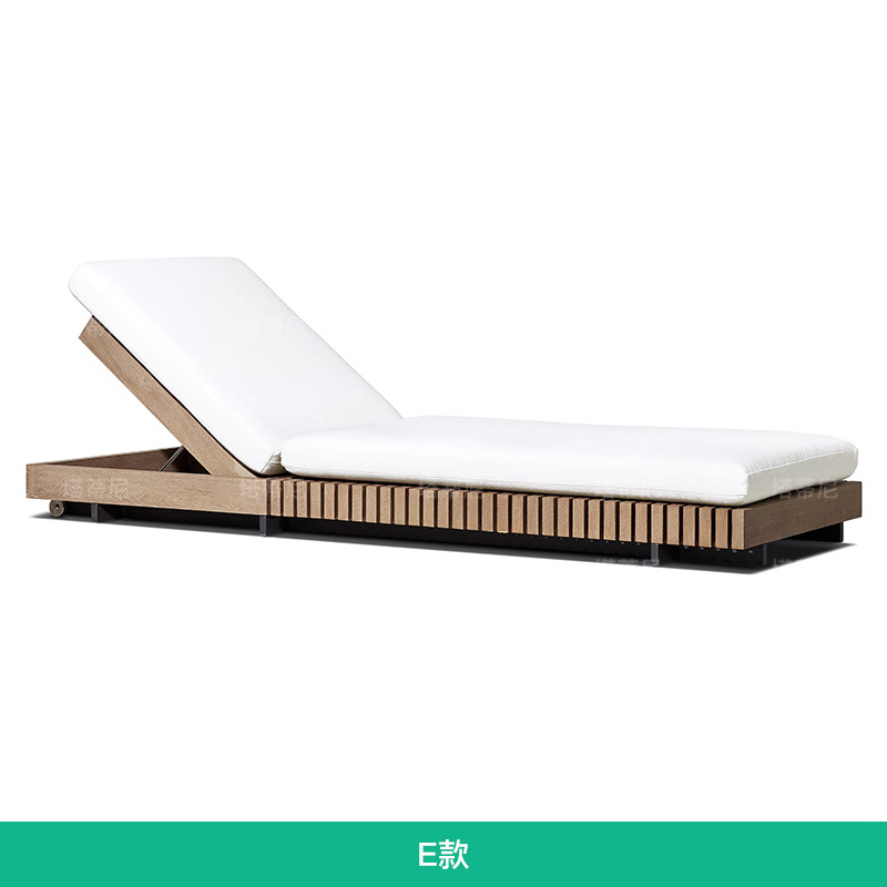 TECA al aire libre tumbado cama de ocio individual reclinable impermeable a prueba de sol piscina reclinable sofá cama de madera maciza muebles de patio image 11