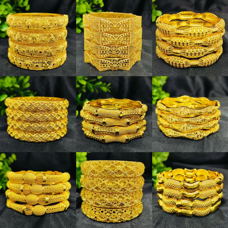 Cross Border Middle East Dubai 24K Women's Bracelet Luxury Jewelry Designer Indian Bracelet African Arab Wedding