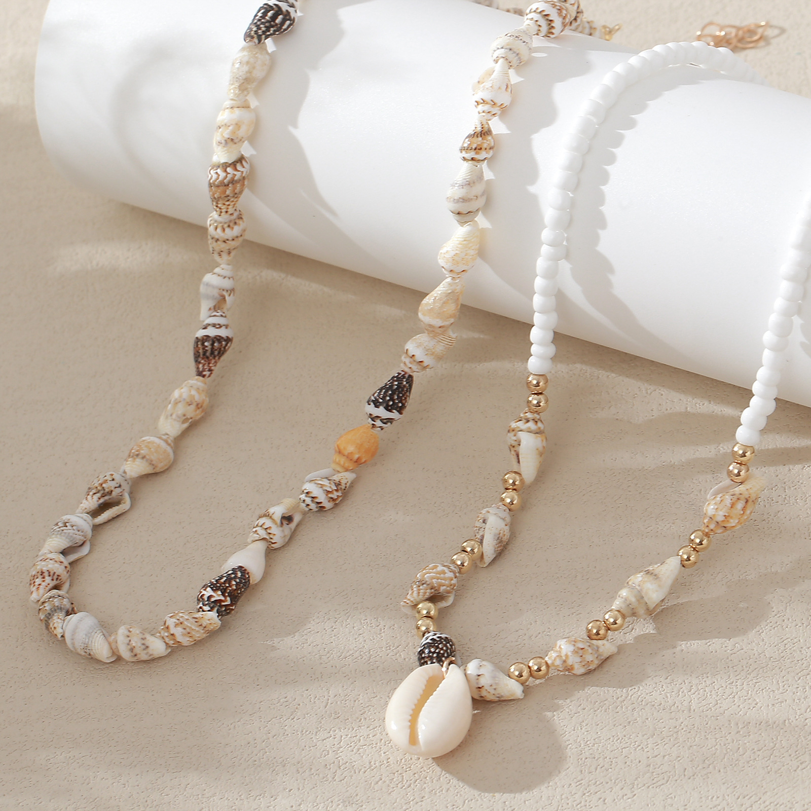 European And American Cross-border Jewelry Beaded Natural Shell Conch Necklace, Beach Vacation Style Pendant Collarbone_voghion.com